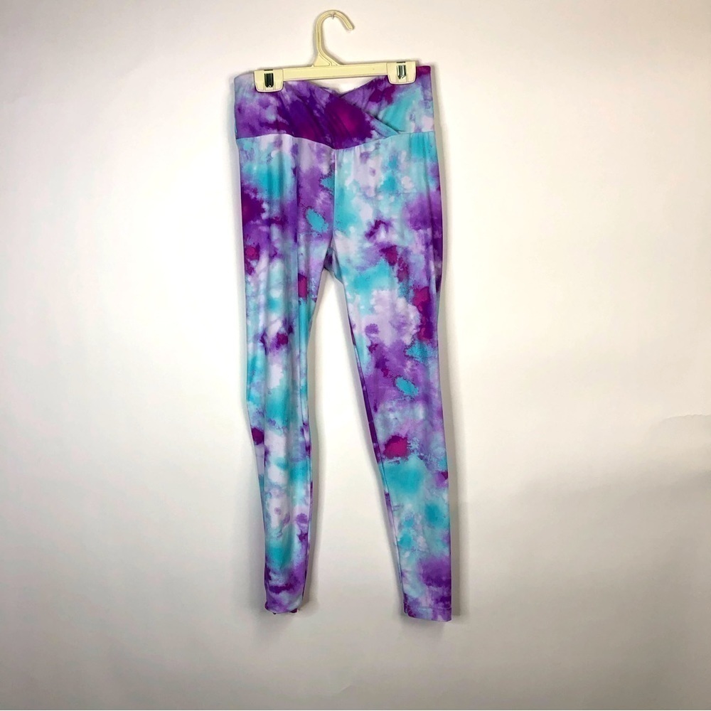 EyeCandy purple aqua blue tie dye leggings small